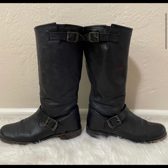 Frye Black Leather Combat Boots - Picture 6 of 7